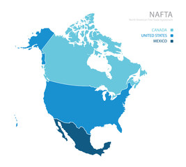 map of nafta (north american free trade agreement)