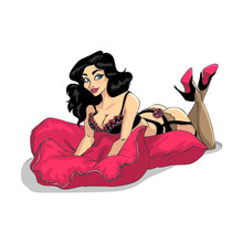Sexy Girl Illustration With Pillow