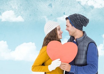 Poster - Romantic couple holding heart shape