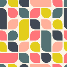 Abstract Retro Geometric Background. Bright Seamless Pattern. Vector Illustration.