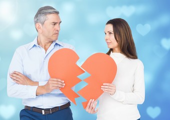 Poster - Sad couple holding broken heart