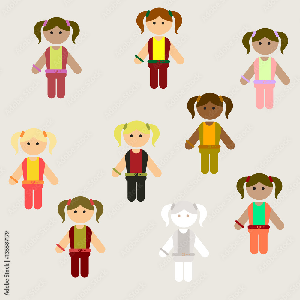 little girls collection set Stock Vector | Adobe Stock
