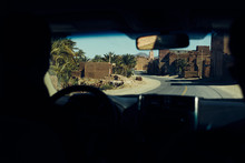 Looking Through Vehicle Windscreen On The Road, Morocco, North Africa 