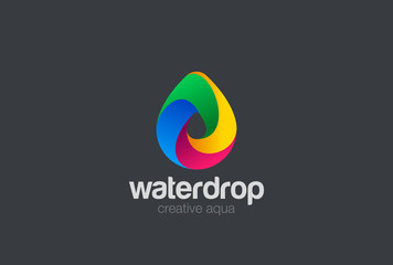 Wall Mural - Water drop Logo design 3D vector. Waterdrop icon. Aqua droplet