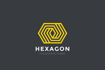 Fototapete - corporate geometric abstract logo linear hexagon looped infinity