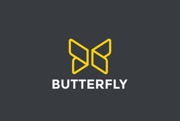 Sticker - Butterfly Logo geometric design Linear icon. Brackets Logo