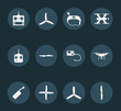 Set of  white quadrocopters icons