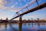 Fototapeta Londyn - London Millennium bridge skyline UK