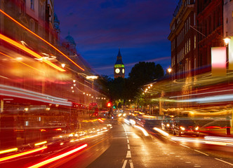 Wall Mural - London Big Ben from Trafalgar Square traffic