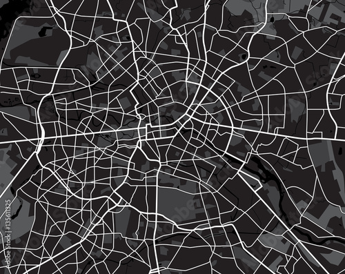 Cuadros en Lienzo Black and white scheme of the Berlin, Germany. City Plan of Berl