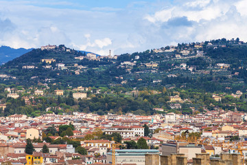 Poster - neighborhood of Florence city on green hill