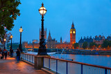 Fototapeta Londyn - London sunset skyline Bigben and Thames