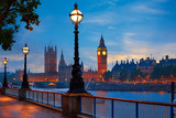 Fototapeta Londyn - London sunset skyline Bigben and Thames