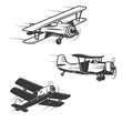 Set of airplane icons isolated on white background. Design eleme