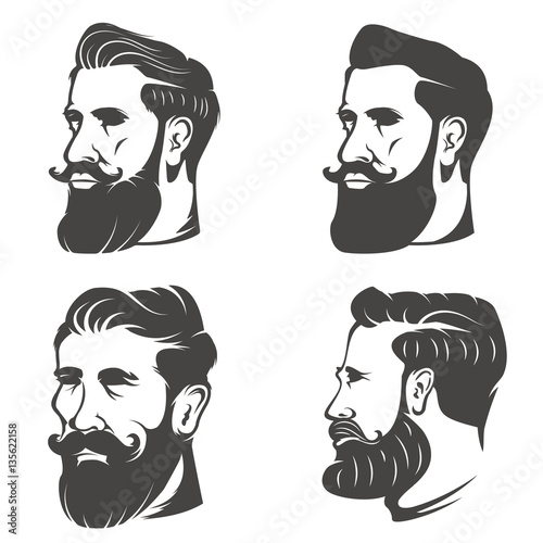 Fotografie, Obraz Set of the bearded man's head isolated on white background. Desi