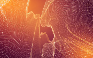 Abstract polygonal space low poly dark background, 3d rendering