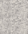 Vintage design newsprint hand drawn seamless pattern with big city. Vector illustration with NYC architecture, skyscrapers, megapolis, buildings, downtown.