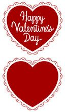 Vector Illustration Of A Valentine's Day Heart With A Lacy Edge, With And Without Text.