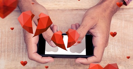 Poster - Composite image of hand using mobile phone