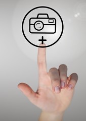 Poster - Hand touching photo camera icon