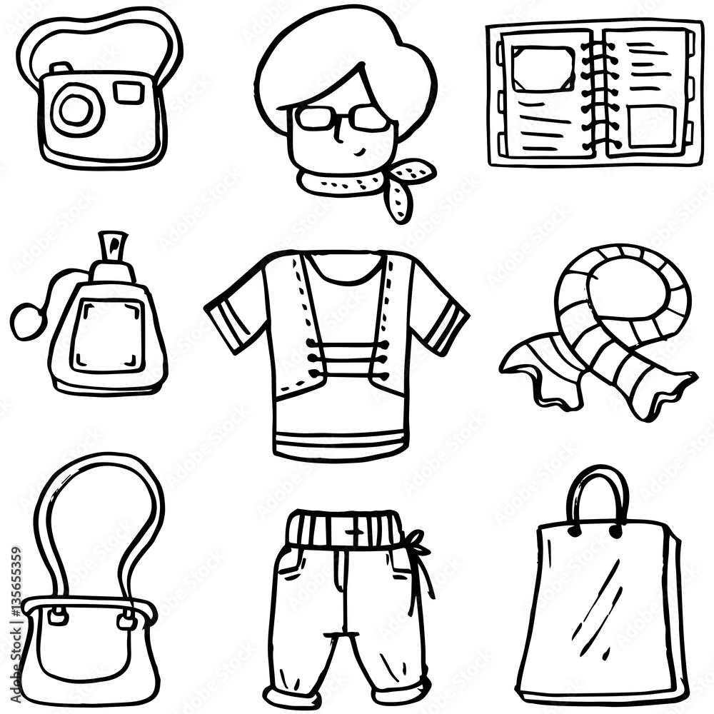 Doodle of clothes set for women Stock Vector | Adobe Stock