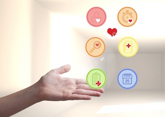 Poster - Hand showing digitally generated applications icon