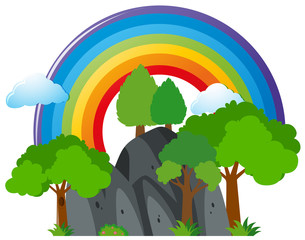 Wall Mural - Scene with mountain and rainbow