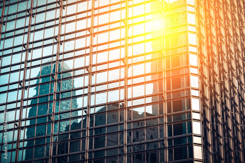 Commercial building with sun ray on right corner Wallpaper Mural