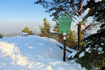 Sticker - Elbsandsteingebirge im Winter Kohlbornstein - Elbe sandstone mountains mountain Kohlbornstein