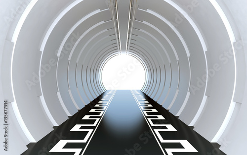 Dekoracja na wymiar  futurystyczny-okragly-tunel-renderowania-3d