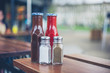 Condiments with salt and pepper