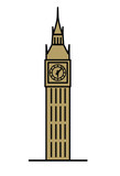 Fototapeta Big Ben - London Big Ben watchtower thin line linear flat illustration