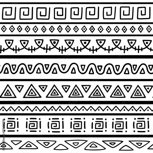 Seamless pattern in ethnic style. Ornamental element African theme. Set ...