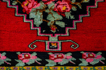 Border And Middle Part Carpet With Red Roses On Black Background 