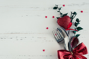 Valentine's Day tabble setting with cutlery