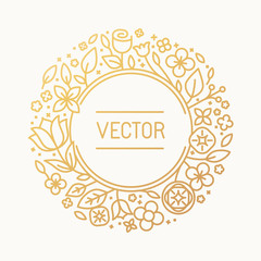 Vector vintage frame in trendy linear frame