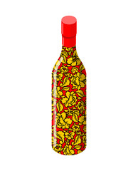 Wall Mural - Russian vodka bottle Khokhloma painting. National folk alcoholic