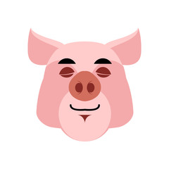 Pig sleeping Emoji. piggy asleepl emotion on white background. F