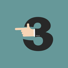 number 3 letter businessman hand font. It shows finger print. Ar