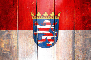 Wall Mural - Vintage Hesse flag on grunge wooden panel