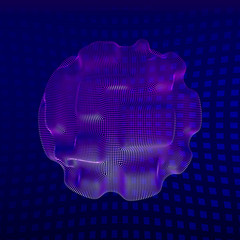 Fototapete - Futuristic Abstract Background. 3d Vector Illustration. Warp surface. Distortion. Fabric. Space surface. sci-fi backdrop. Dots and lines connections. Big data wireframe.