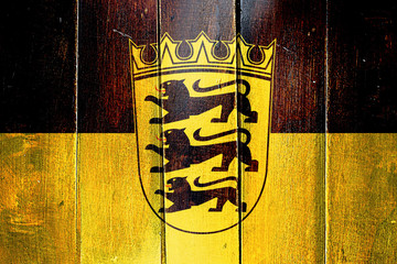 Wall Mural - Vintage Baden Wurttemberg flag on grunge wooden panel
