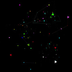 Poster - abstract render 3d generated geometry forms with lines connected them. detailed shapes composition w