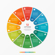 Circle chart infographic template with 12 options  for presentations, advertising, layouts, annual reports