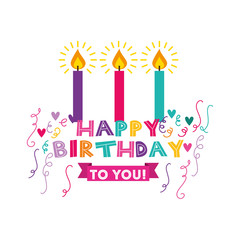 Poster - happy birthday celebration card with candles vector illustration design