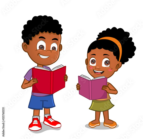 African American kids reading Stock Vector | Adobe Stock