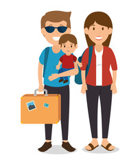 Sticker - family tourists avatars characters vector illustration design