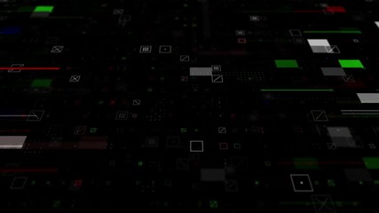 Poster - Abstract particle background. A lot of small detail and elements. Crosses, squares and glitch elements. Loopable.
