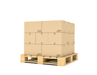 Poster - Rendering of several carton boxes stacked evenly on a double-decked pallet