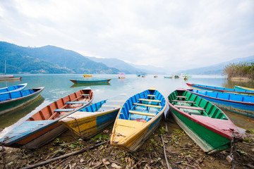 Naklejka na meble rowboat symbol of Phewa lakeshore in Pokhara city